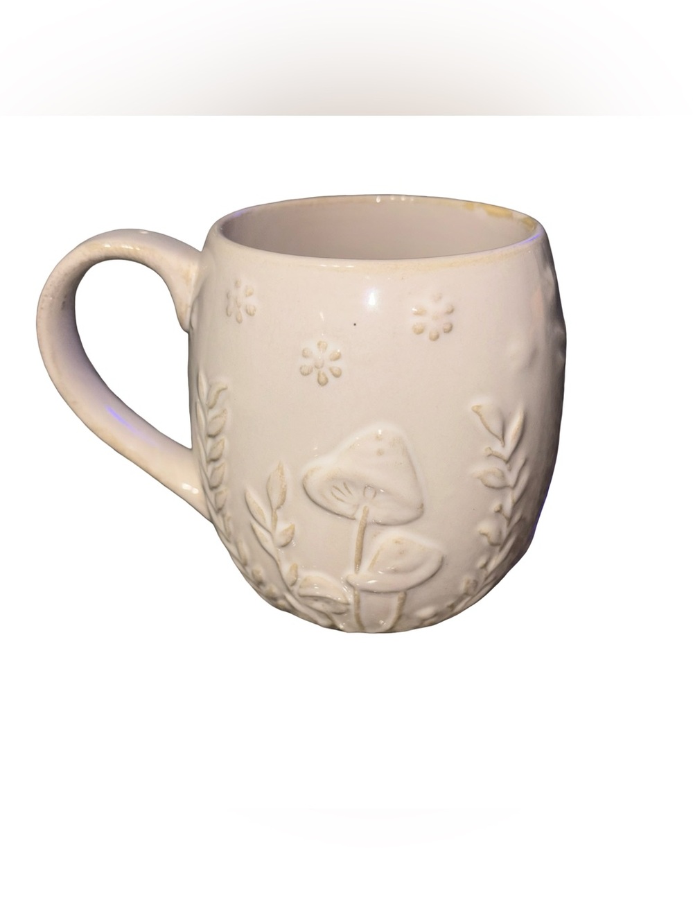 Potter's Studio Mushroom Embossed Ceramic Coffee Mug Cream Cottagecore Floral